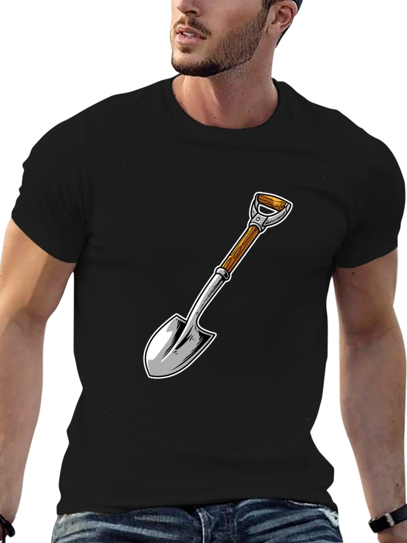 Shovel Graphic T-Shirt - Black Cotton Blend