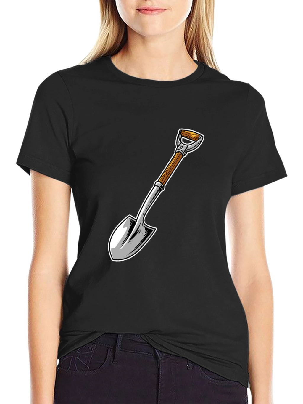 Shovel Graphic T-Shirt - Black Cotton Blend