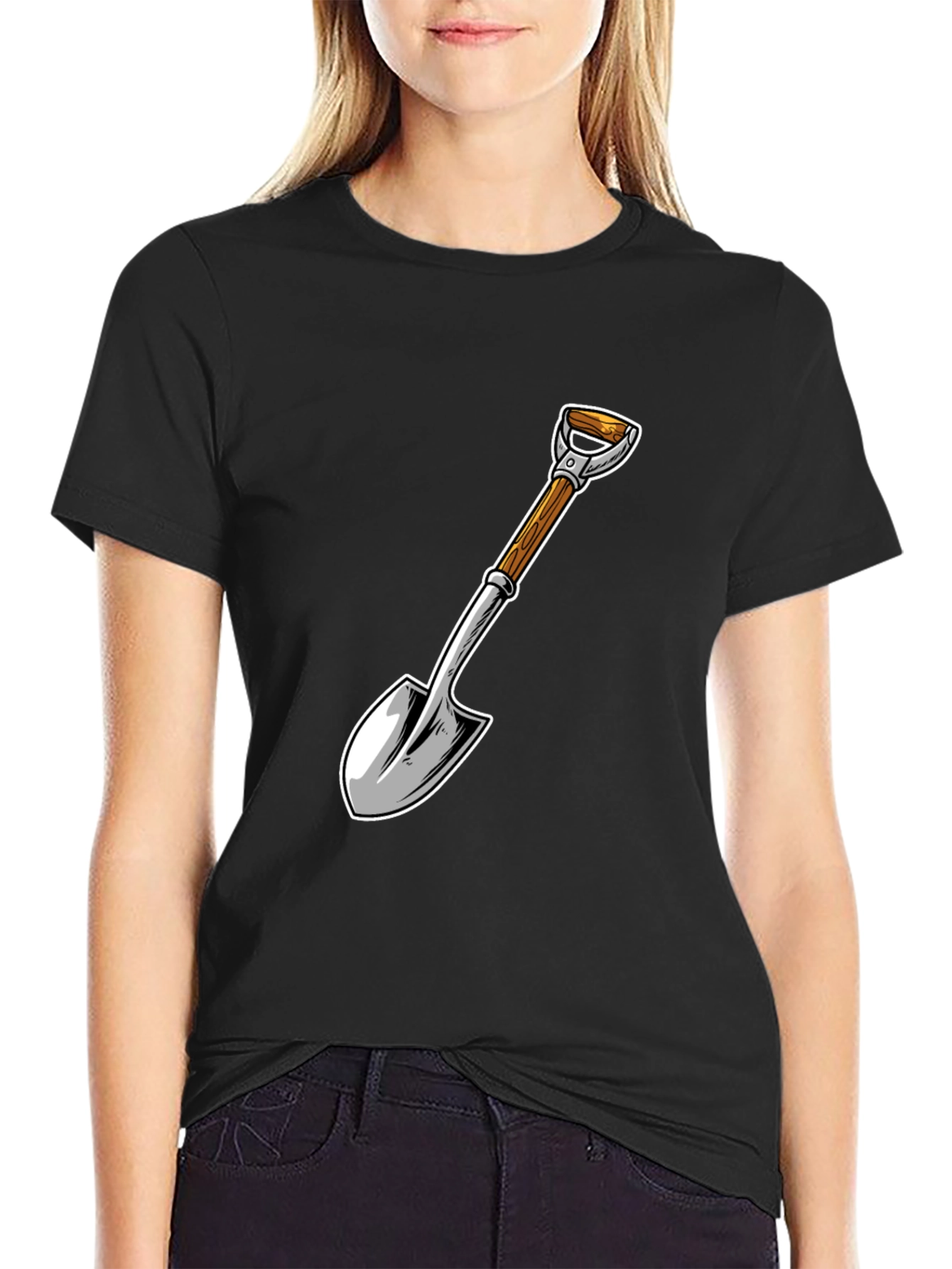 Shovel Graphic T-Shirt - Black Cotton Blend