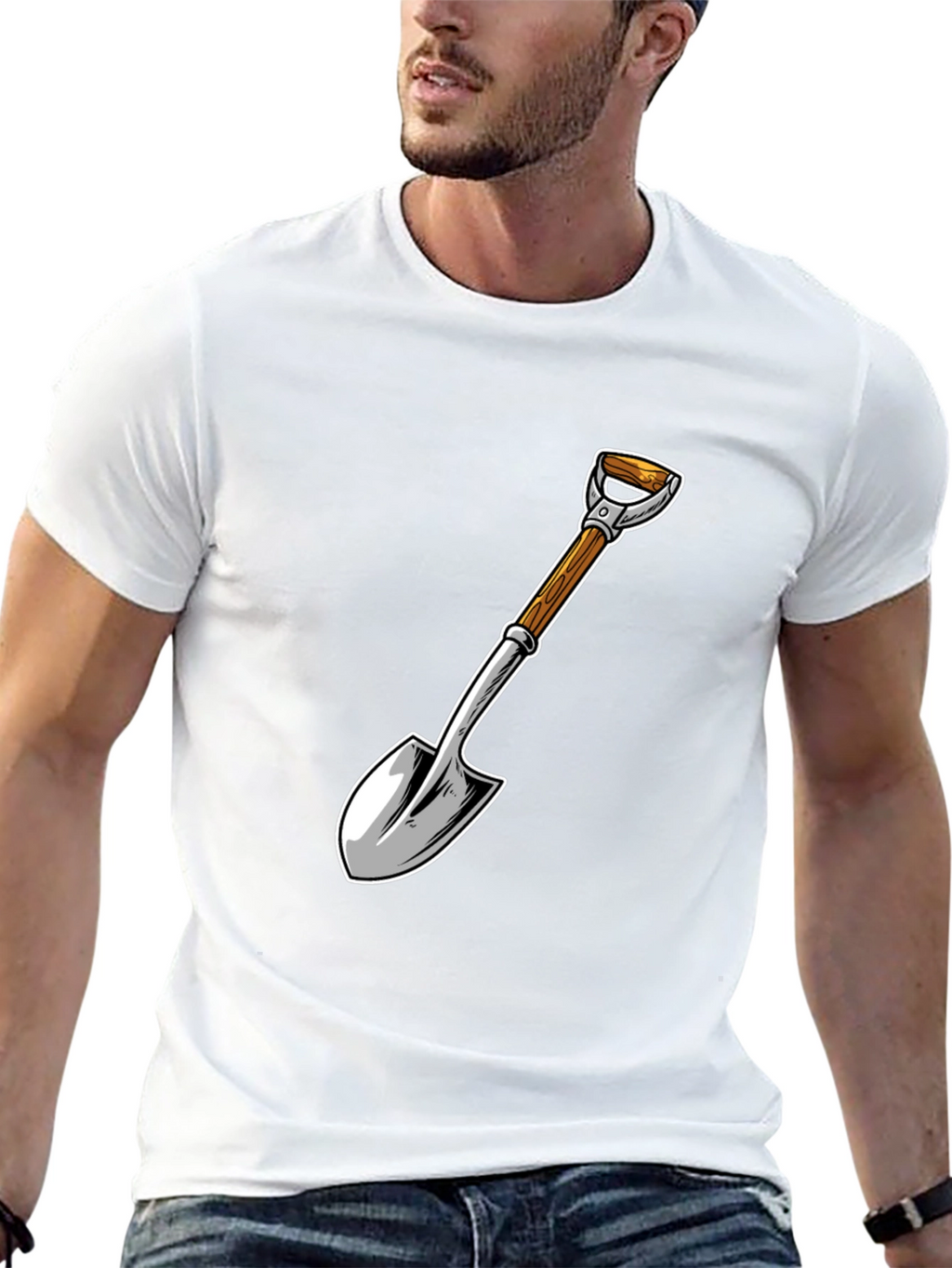 Shovel Graphic T-Shirt - Black Cotton Blend