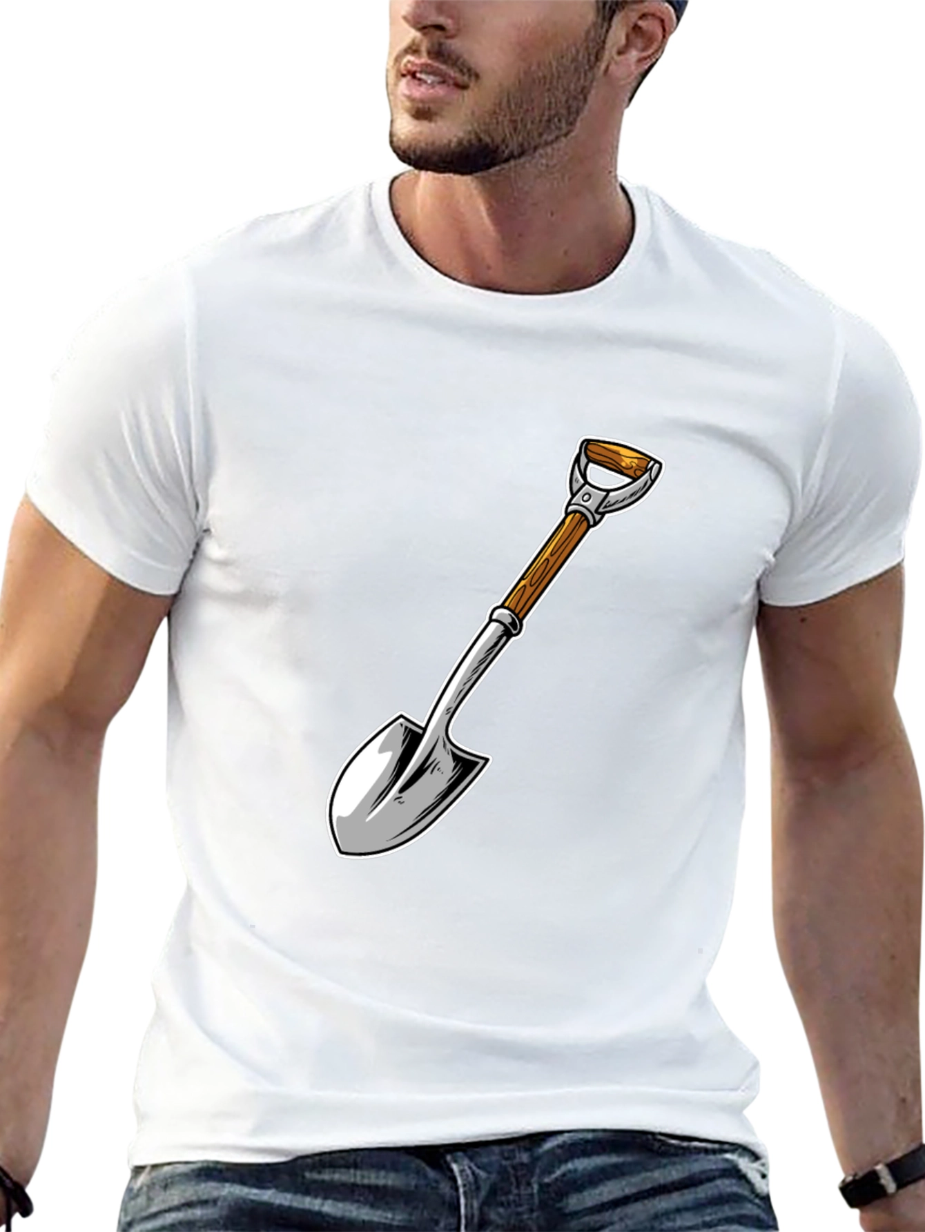 Shovel Graphic T-Shirt - Black Cotton Blend