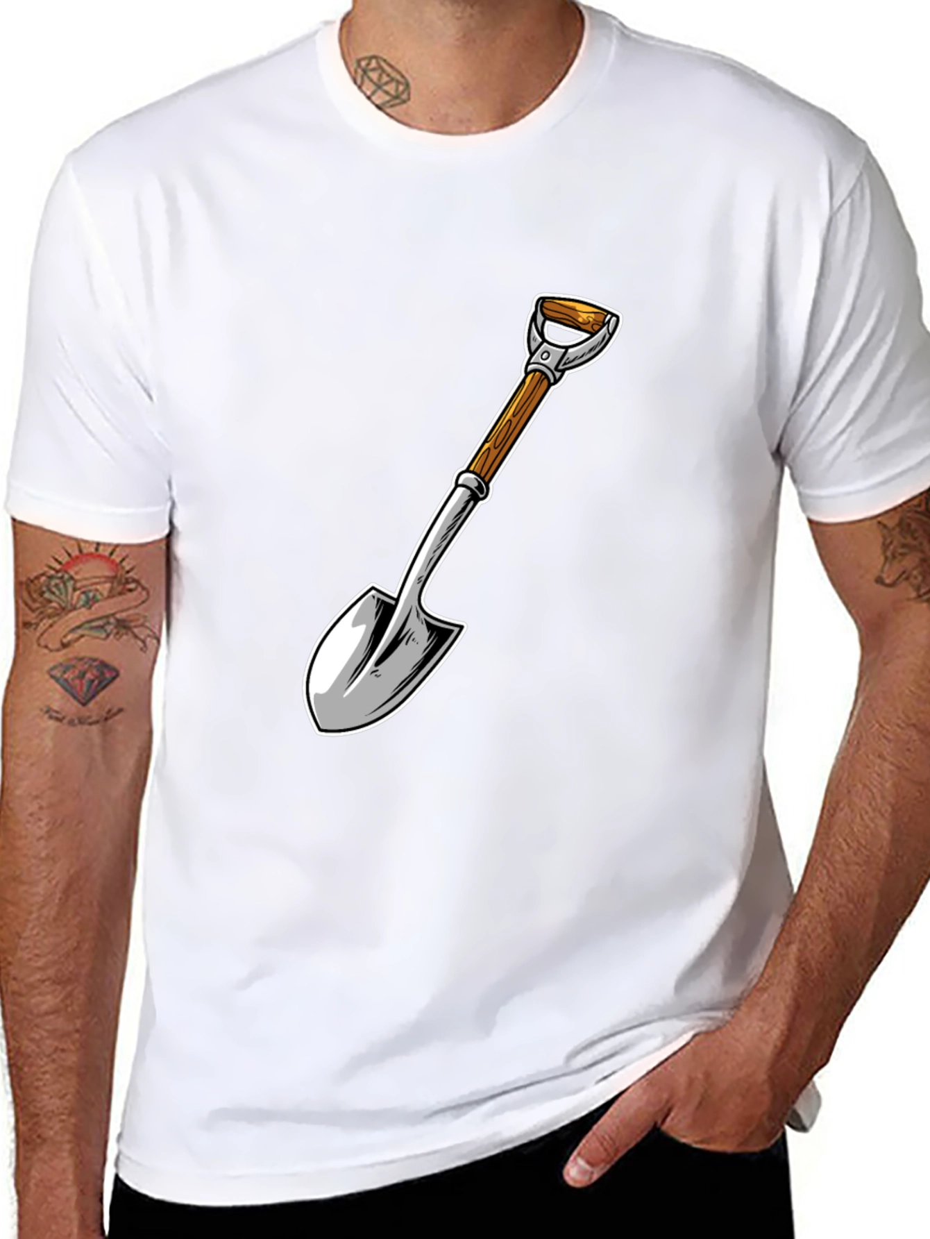 Shovel Graphic T-Shirt - Black Cotton Blend