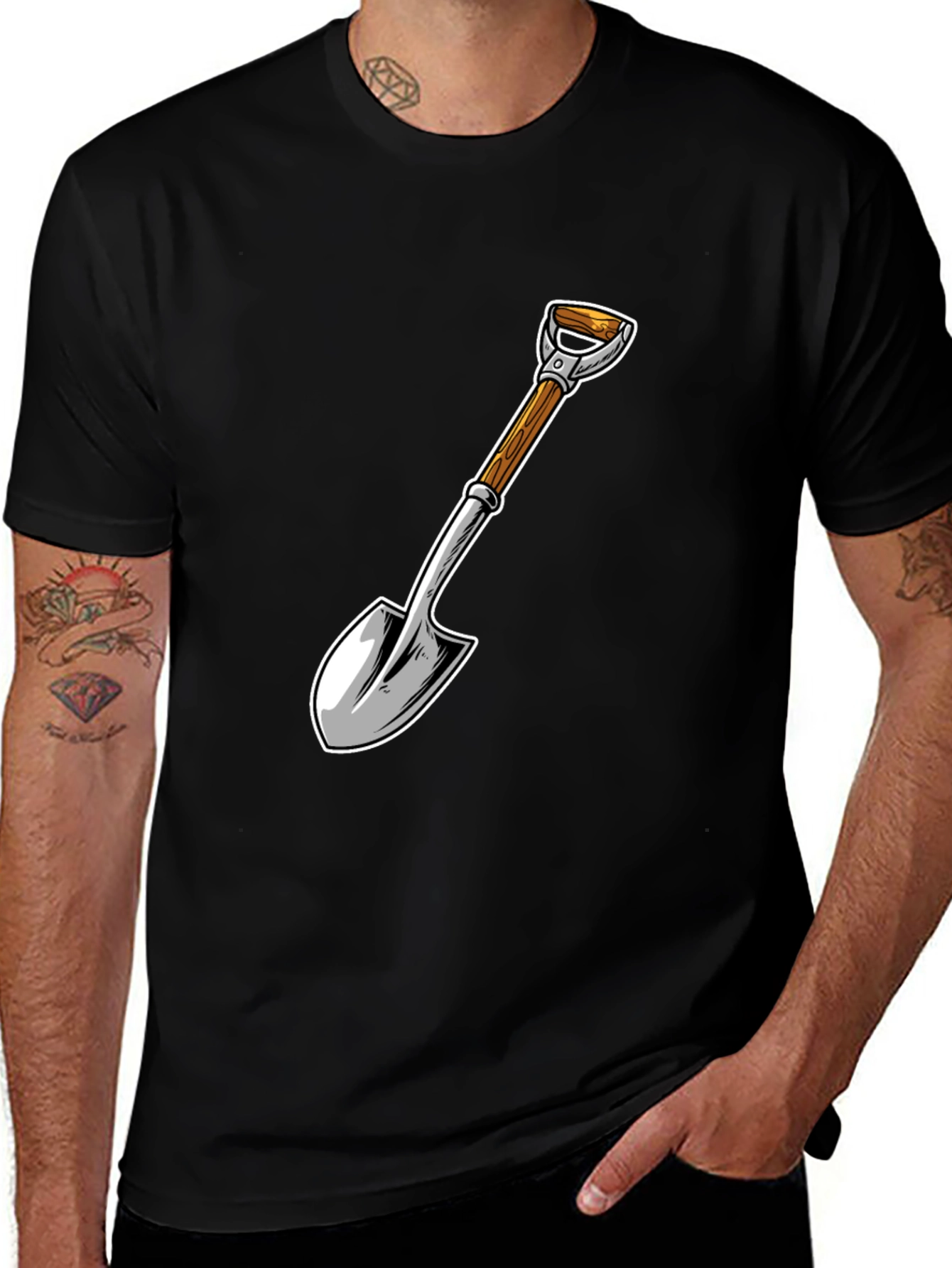 Shovel Graphic T-Shirt - Black Cotton Blend