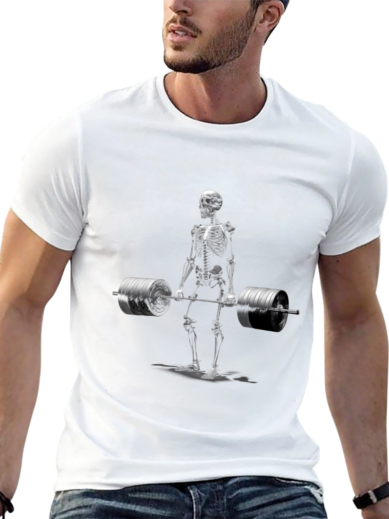 Skeleton Weightlifting T-Shirt - Gym Humor