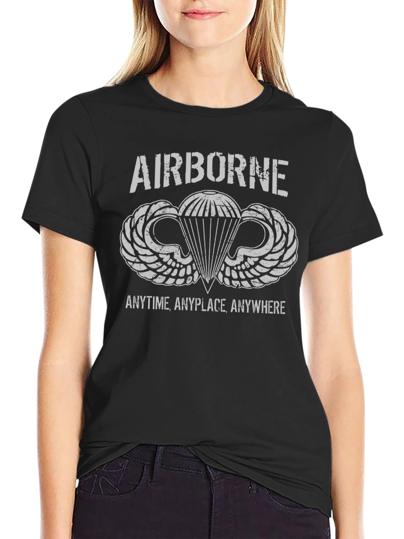 Airborne Paratrooper T-Shirt - Anytime Anyplace Anywhere
