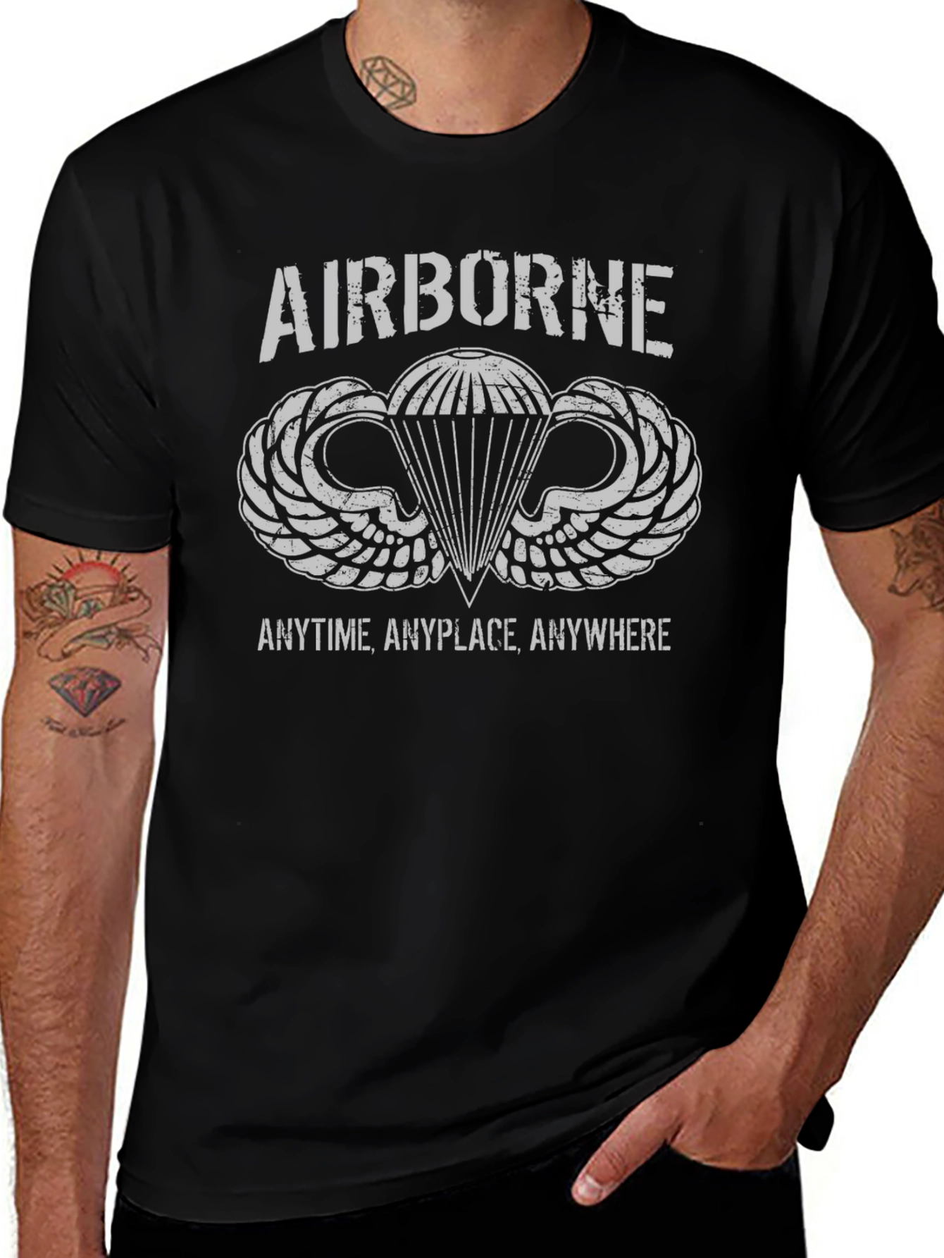 Airborne Paratrooper T-Shirt - Anytime Anyplace Anywhere
