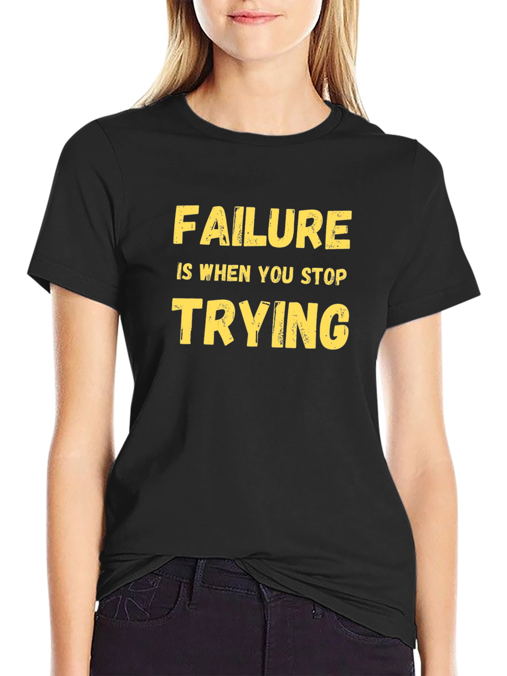 Motivational Black T-Shirt - Never Stop Trying