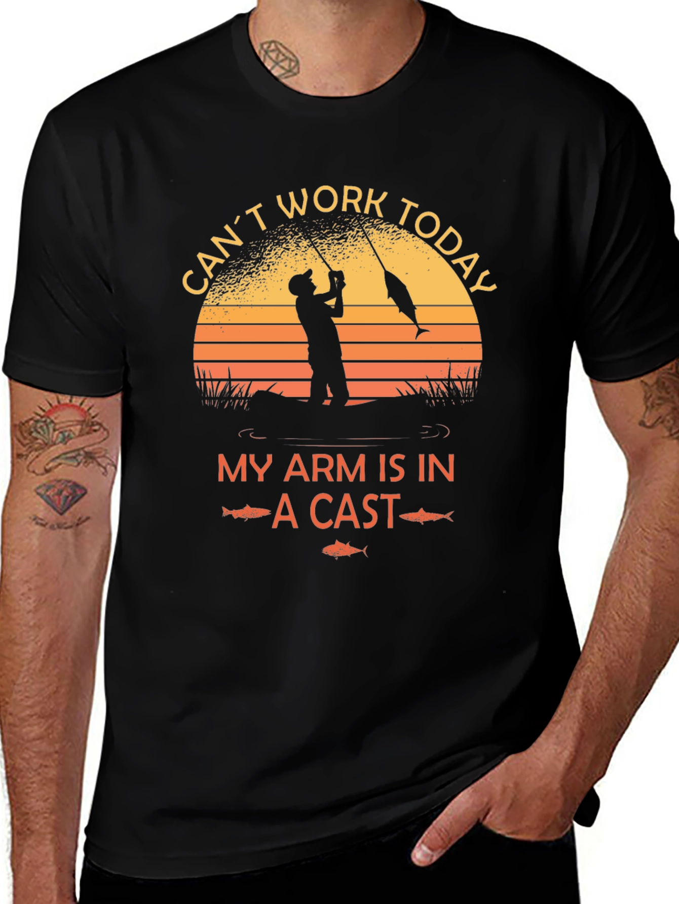 Fishing T-Shirt - Cant Work Today My Arm Is In A Cast