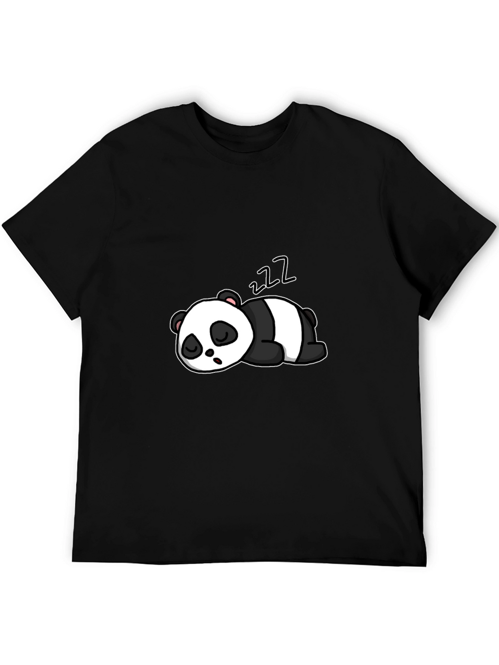 Cute Sleeping Panda Graphic Black T-Shirt