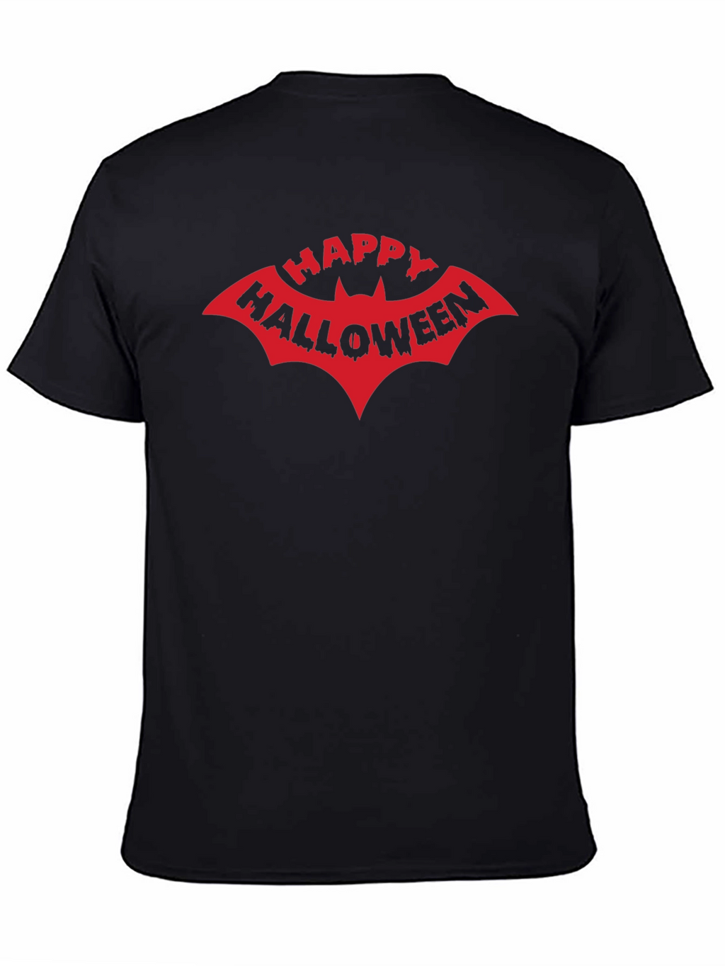 Happy Halloween Bat Graphic T-Shirt - Black