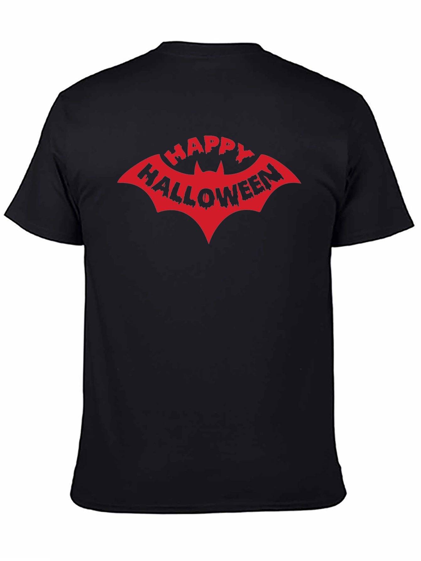 Happy Halloween Bat Graphic T-Shirt - Black
