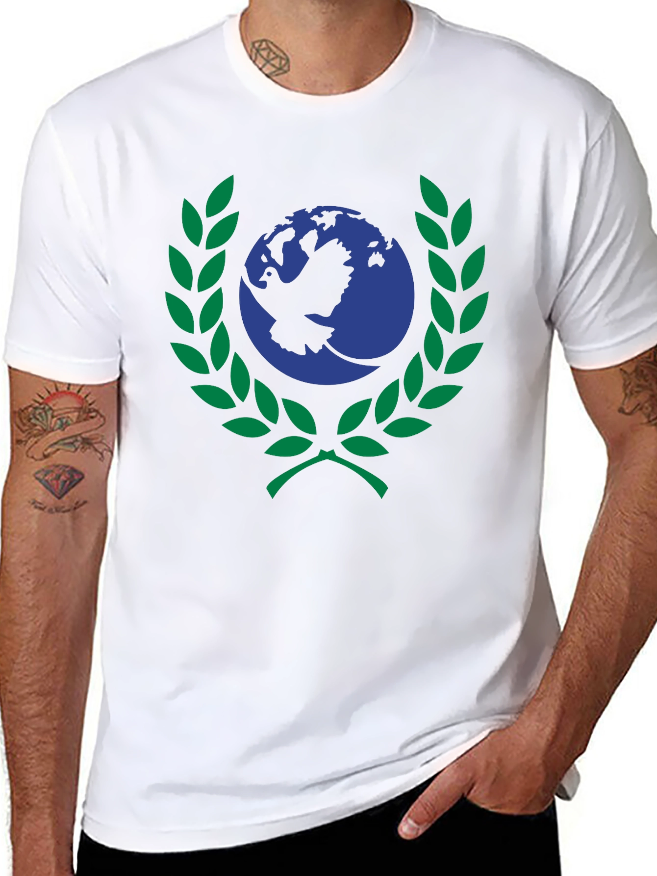 Peace Dove Globe Graphic Tee - Black