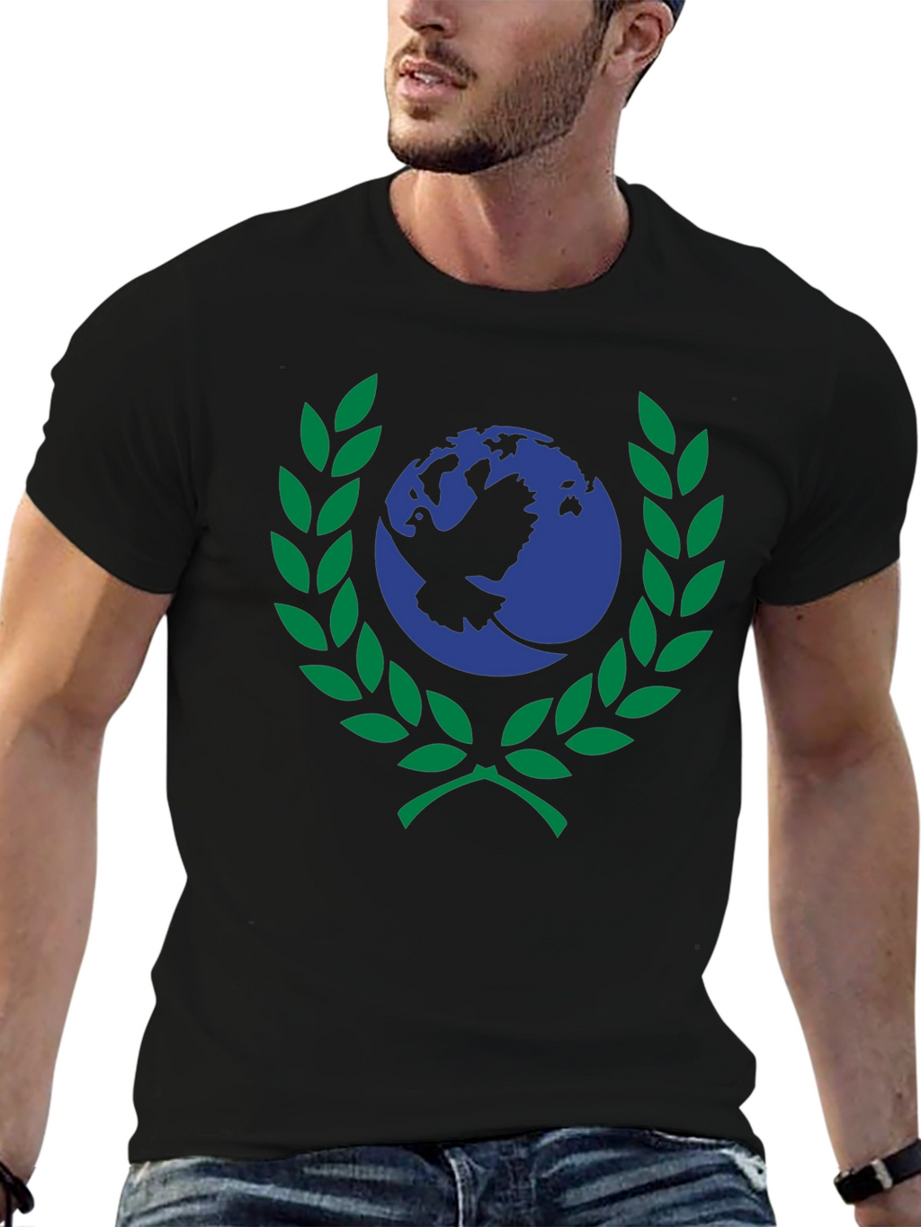 Peace Dove Globe Graphic Tee - Black