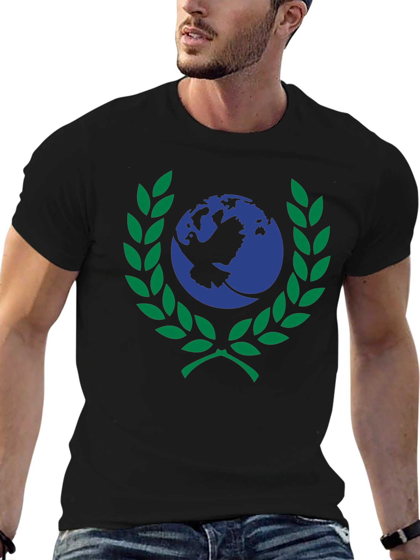 Peace Dove Globe Graphic Tee - Black