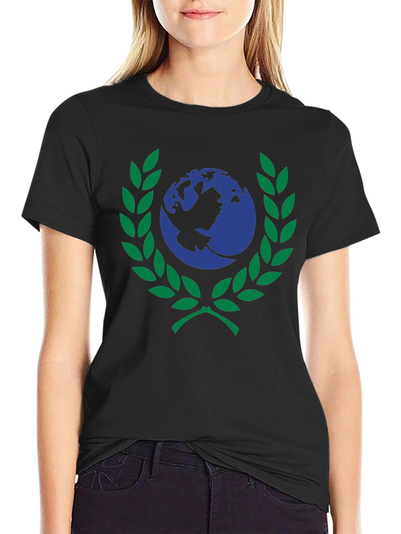 Peace Dove Globe Graphic Tee - Black