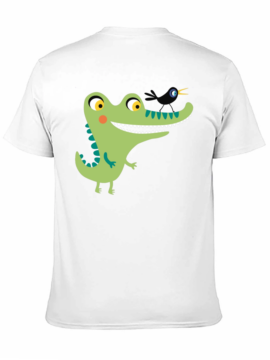Cartoon Alligator Graphic Tee - Black Cotton