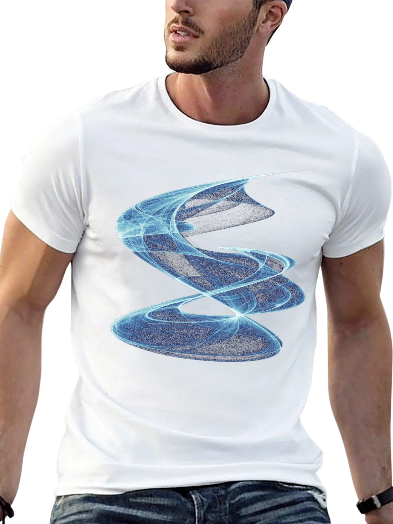 Abstract Swirl Graphic Tee - Modern Black T-Shirt