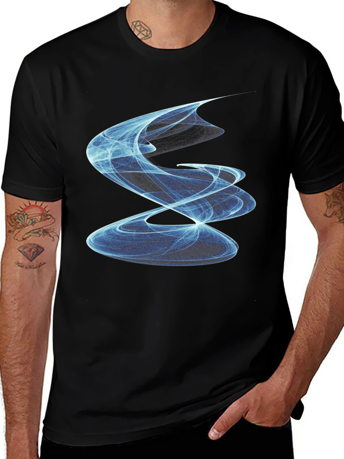 Abstract Swirl Graphic Tee - Modern Black T-Shirt