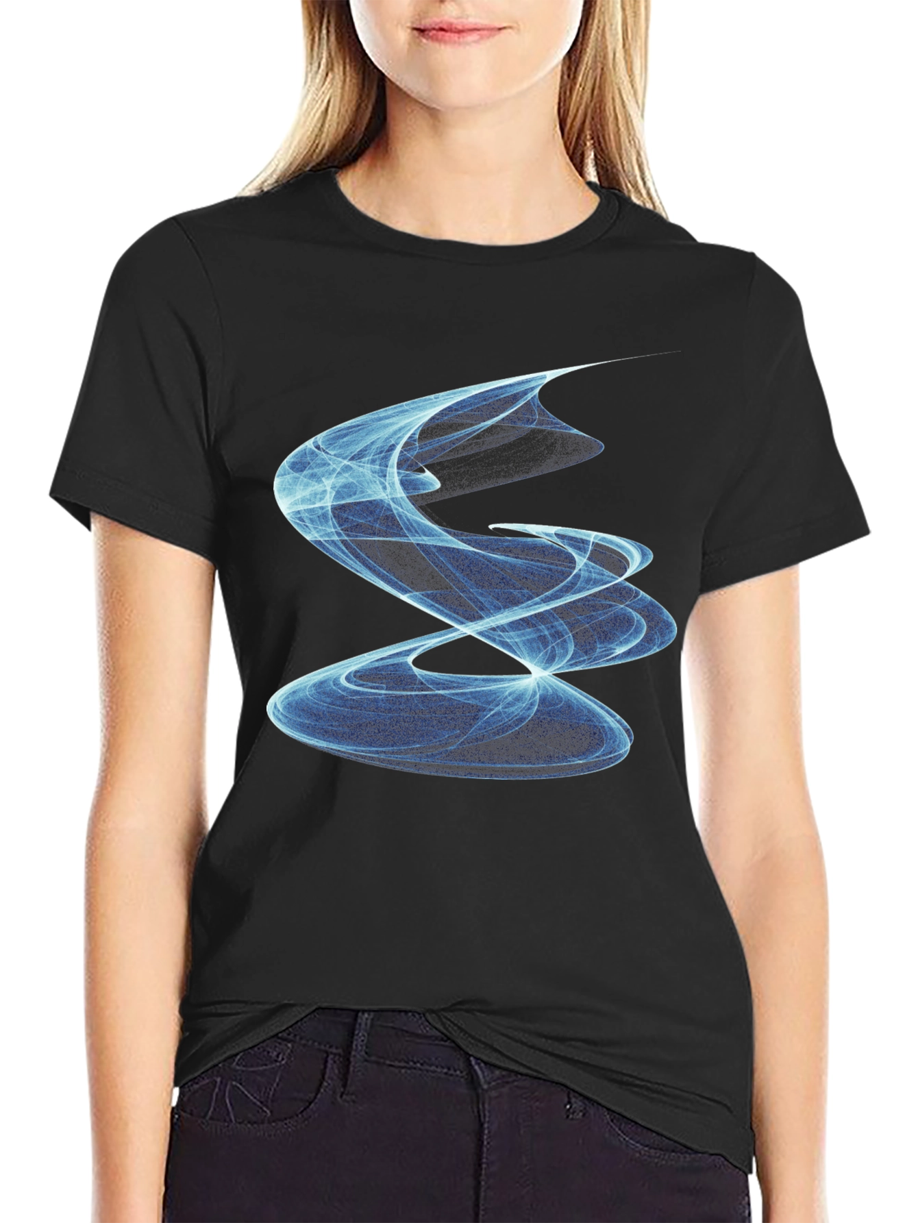 Abstract Swirl Graphic Tee - Modern Black T-Shirt