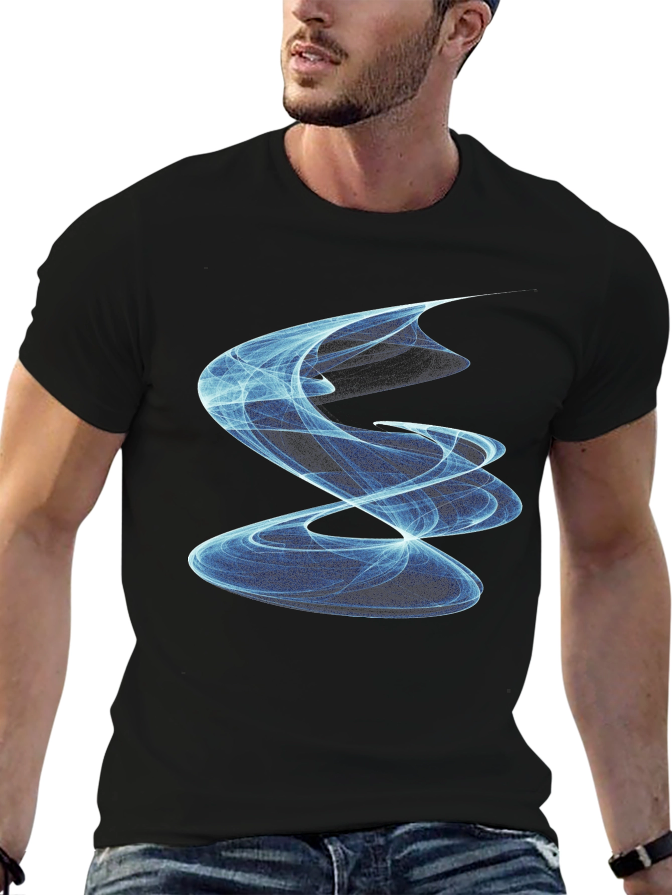 Abstract Swirl Graphic Tee - Modern Black T-Shirt