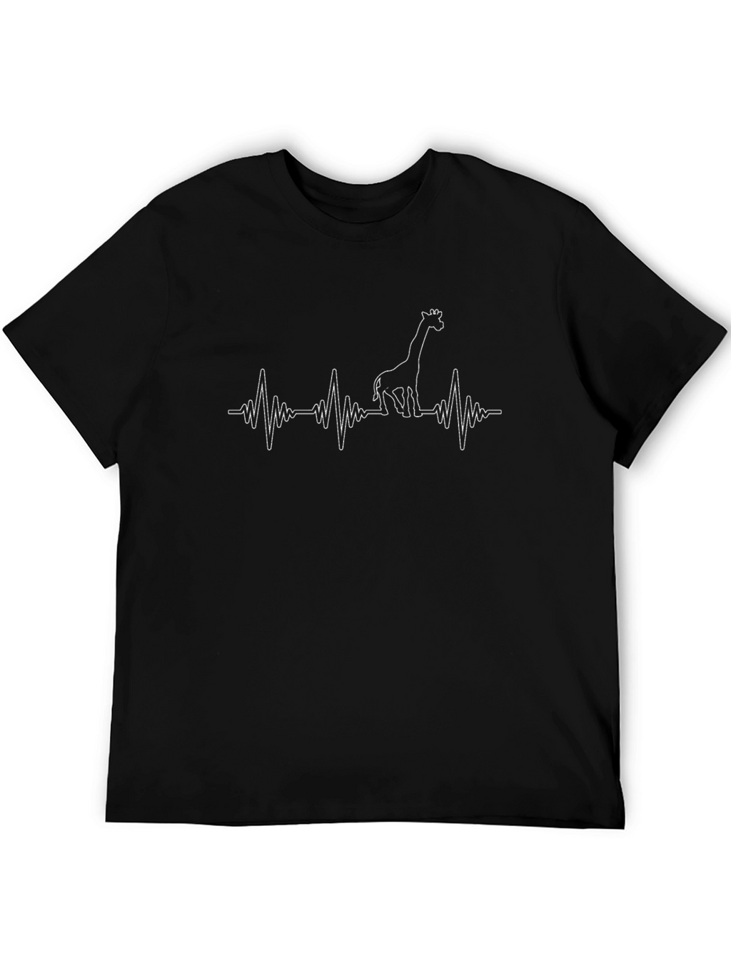 Giraffe Heartbeat Graphic Tee - Mens Black T-Shirt