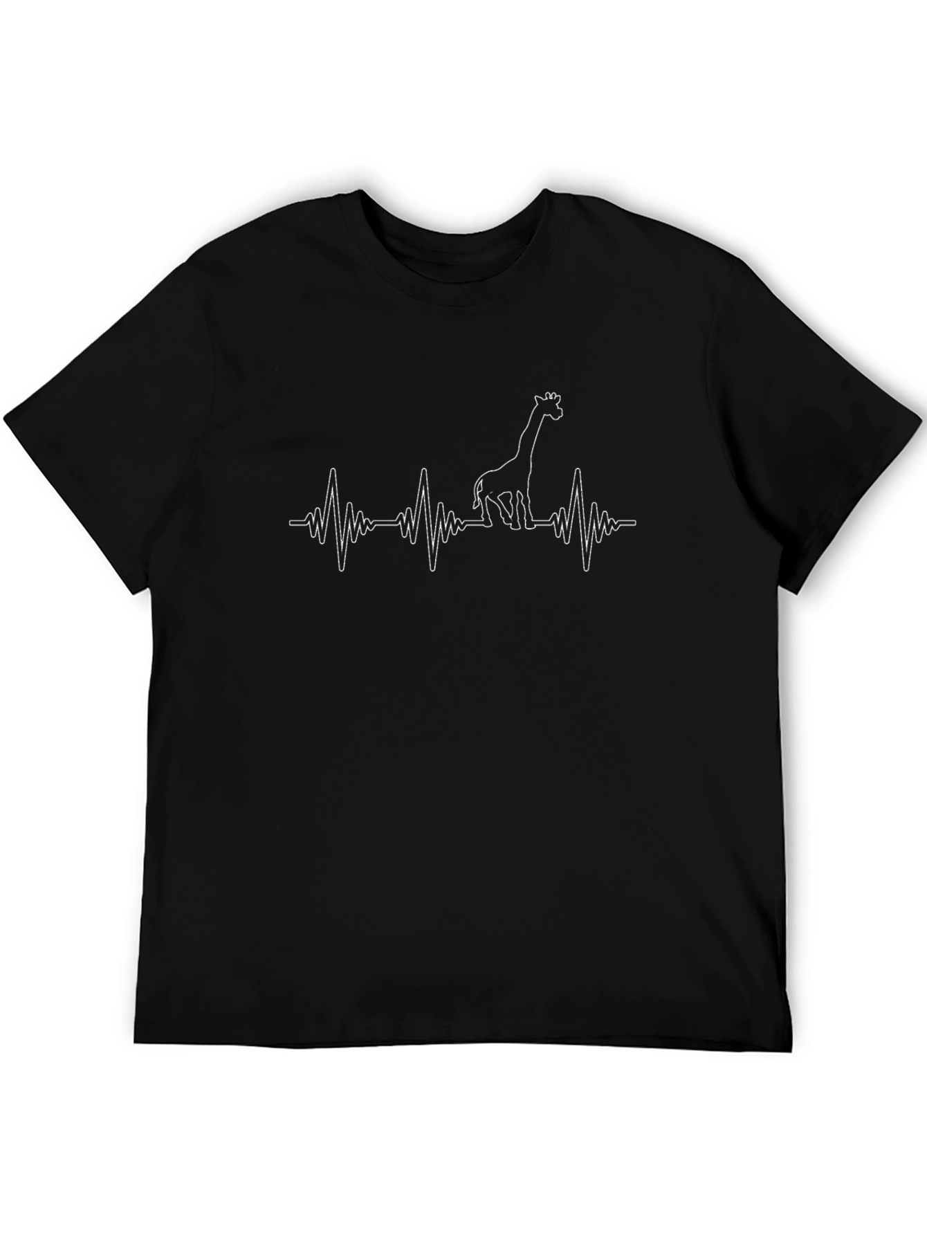 Giraffe Heartbeat Graphic Tee - Mens Black T-Shirt