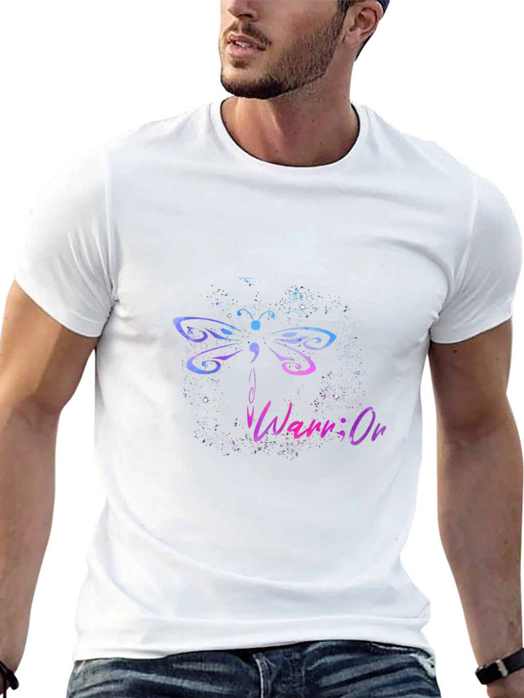 Semicolon Dragonfly Warrior T-Shirt