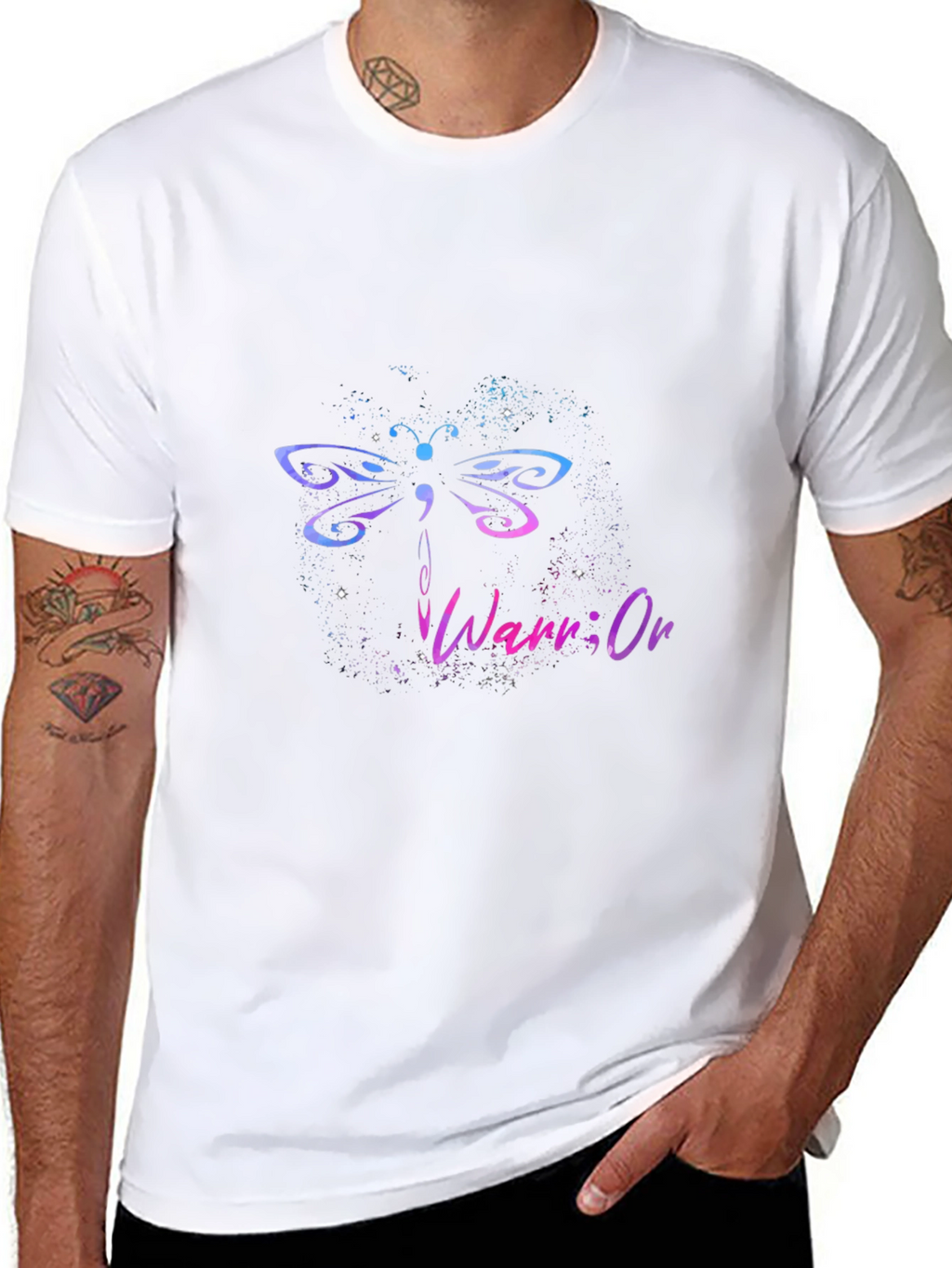 Semicolon Dragonfly Warrior T-Shirt
