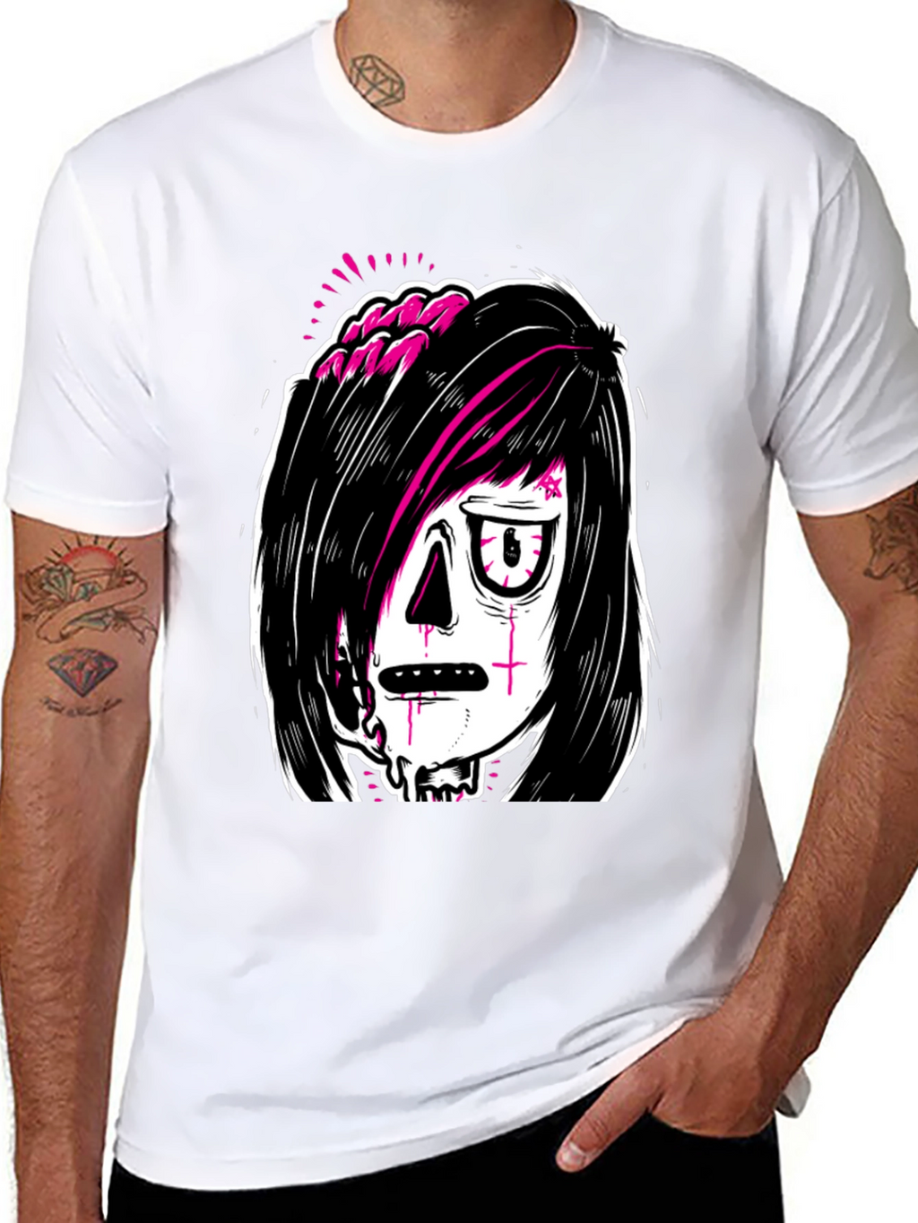 Emo Zombie Graphic Black T-Shirt