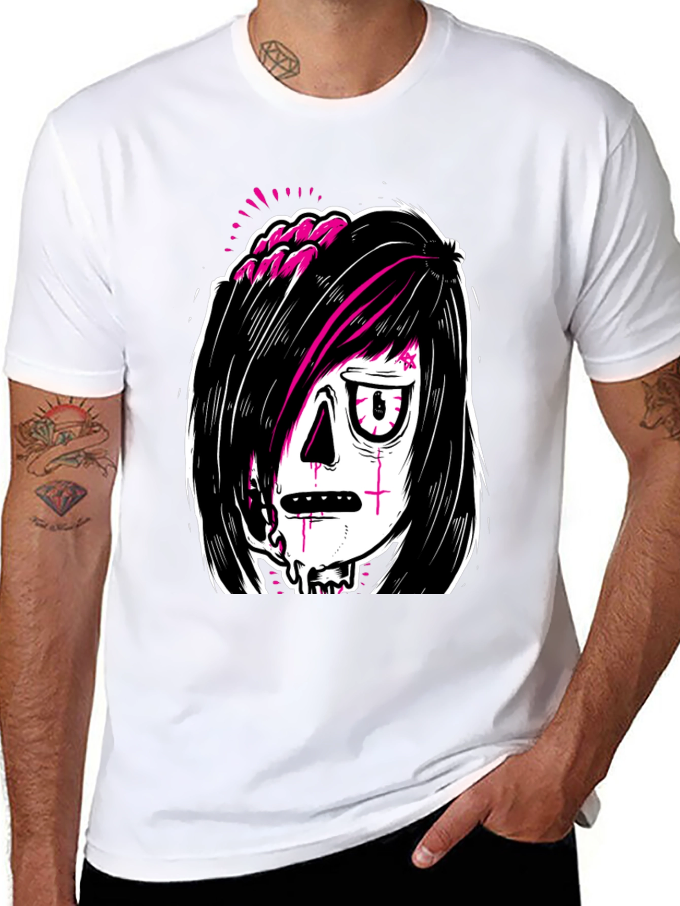 Emo Zombie Graphic Black T-Shirt