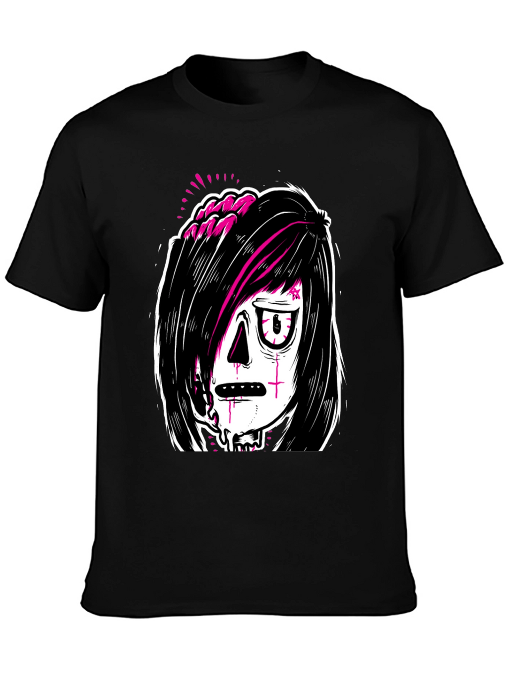 Emo Zombie Graphic Black T-Shirt