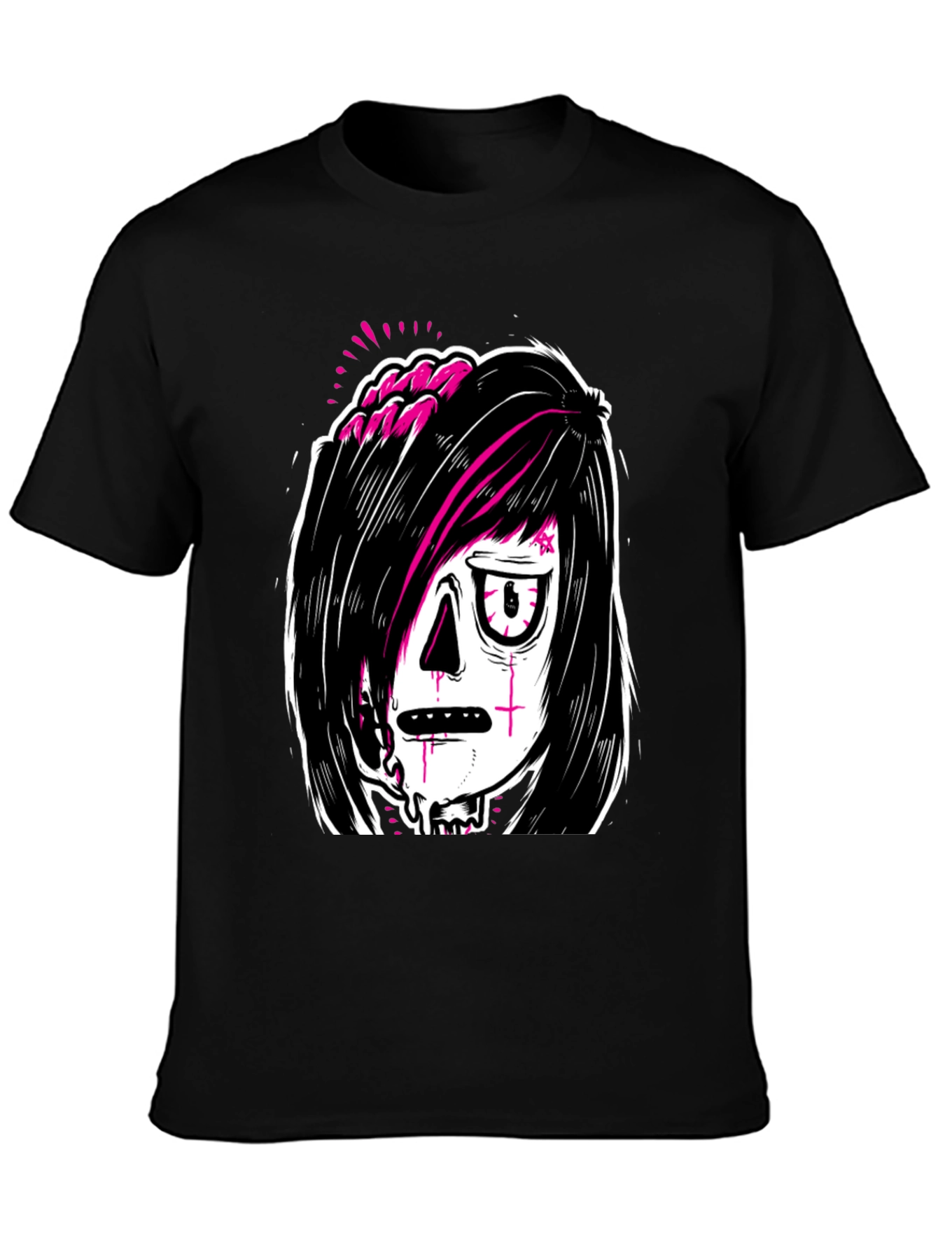 Emo Zombie Graphic Black T-Shirt