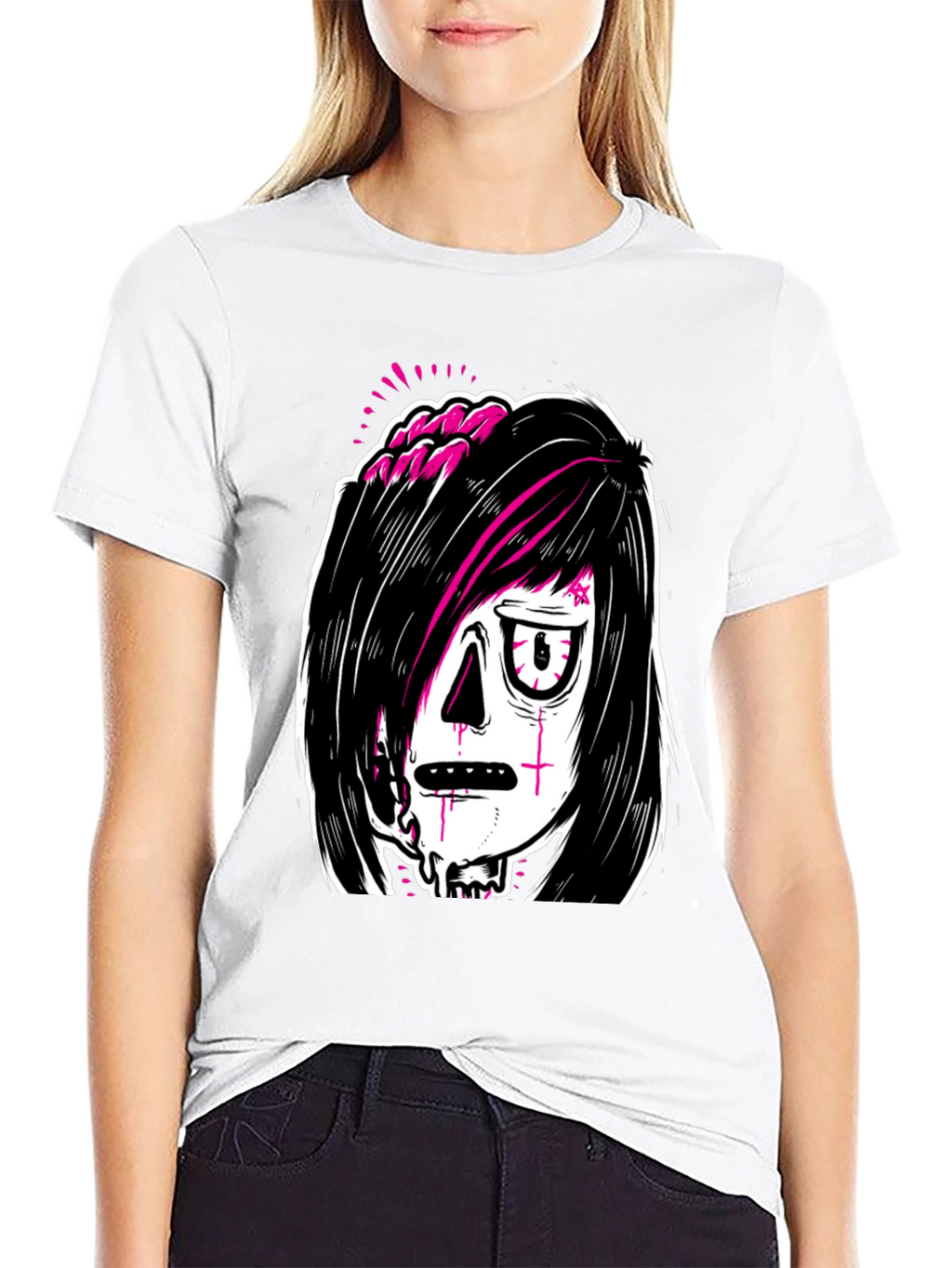 Emo Zombie Graphic Black T-Shirt