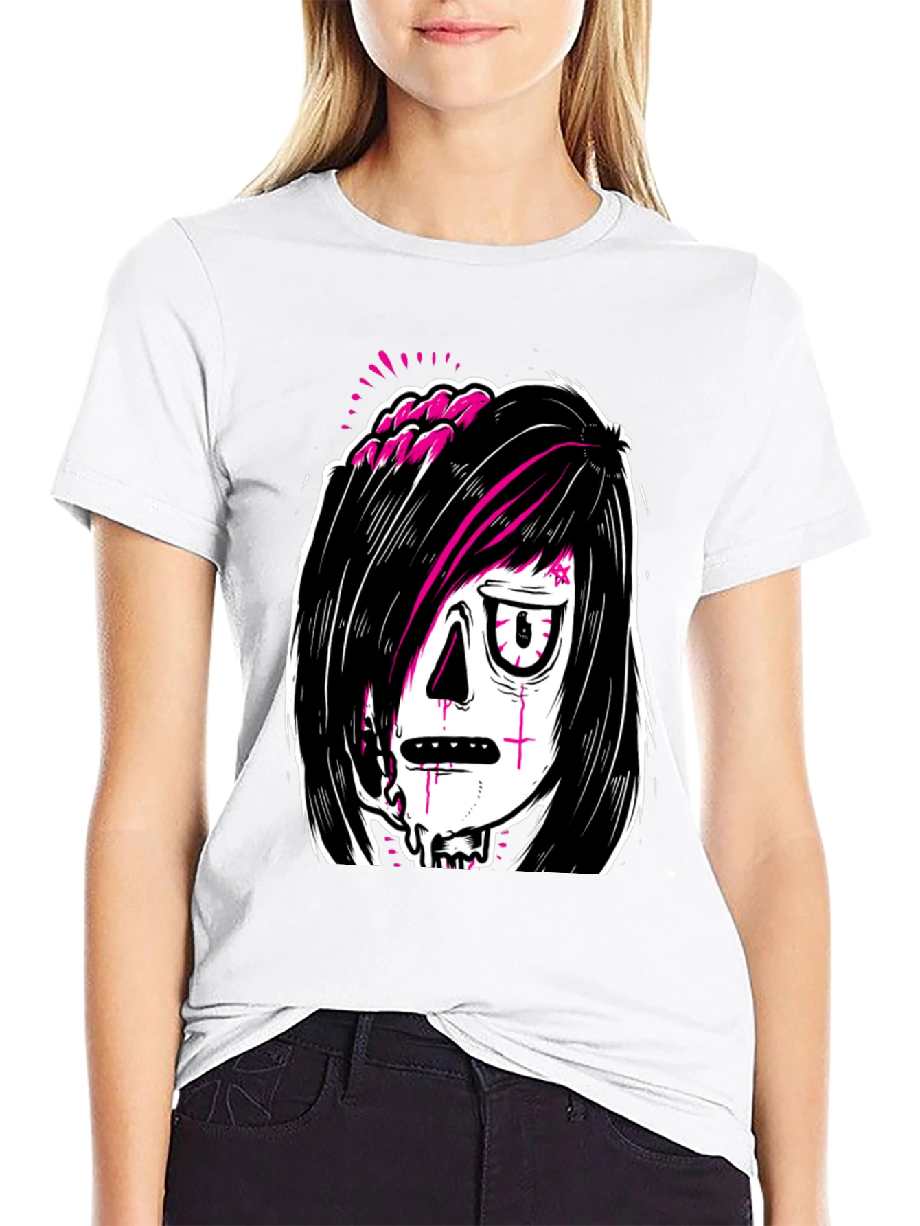 Emo Zombie Graphic Black T-Shirt