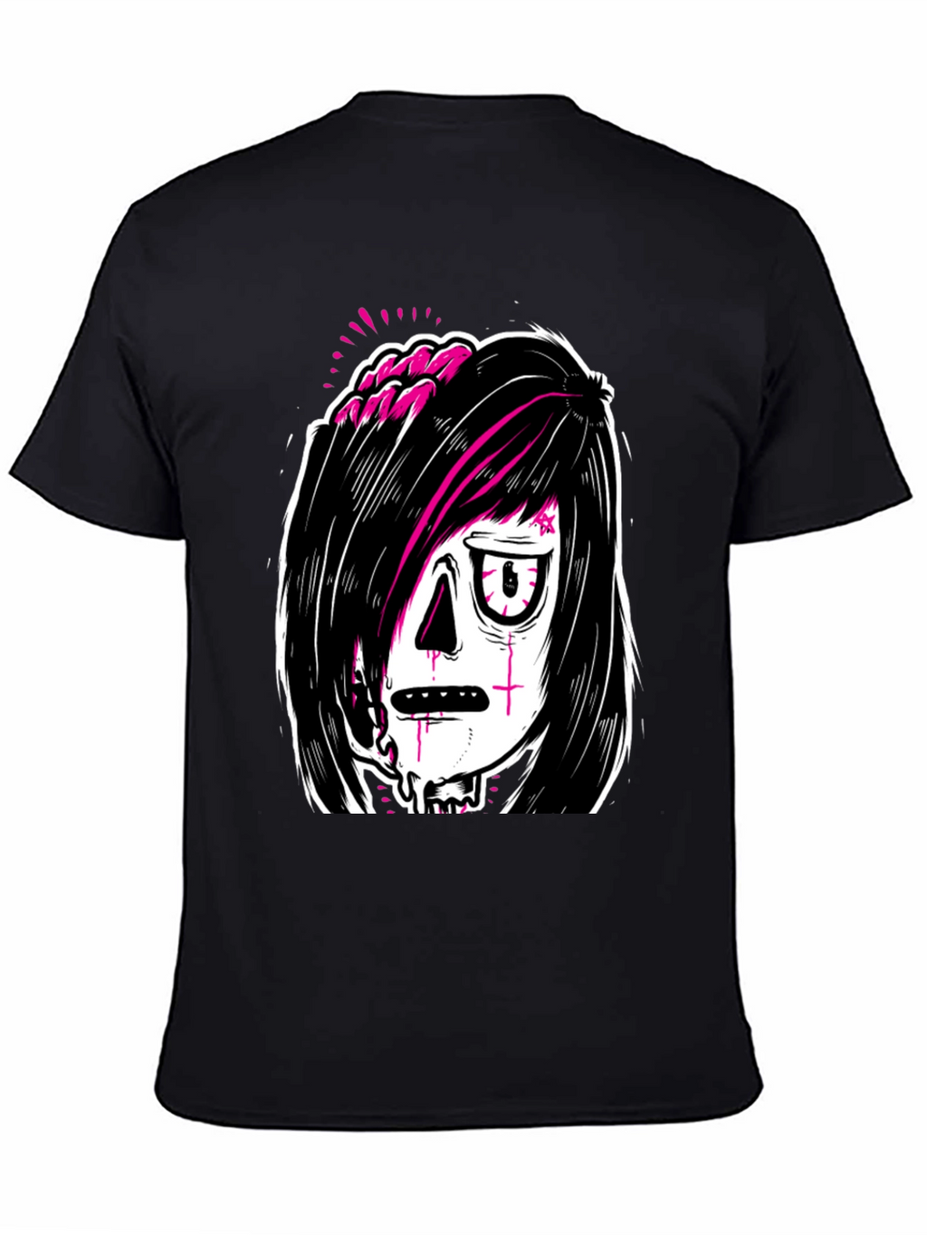 Emo Zombie Graphic Black T-Shirt