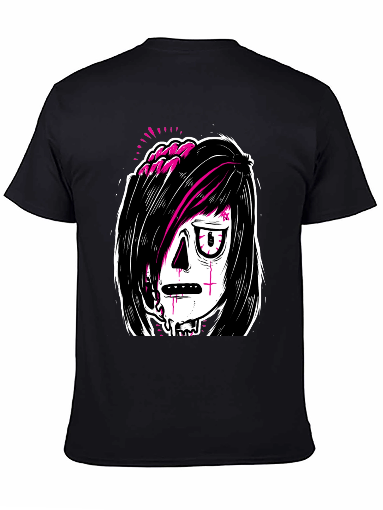 Emo Zombie Graphic Black T-Shirt