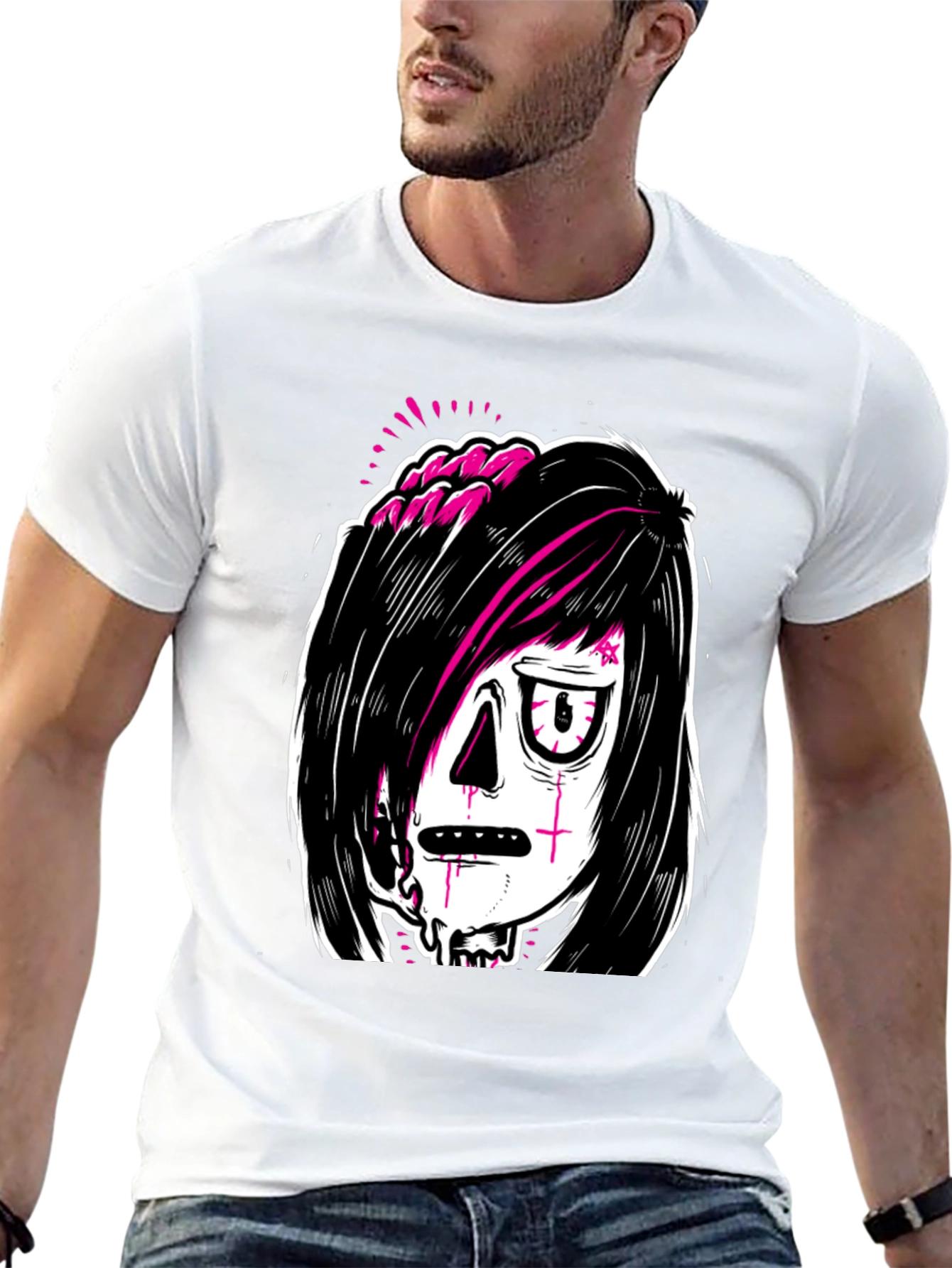 Emo Zombie Graphic Black T-Shirt