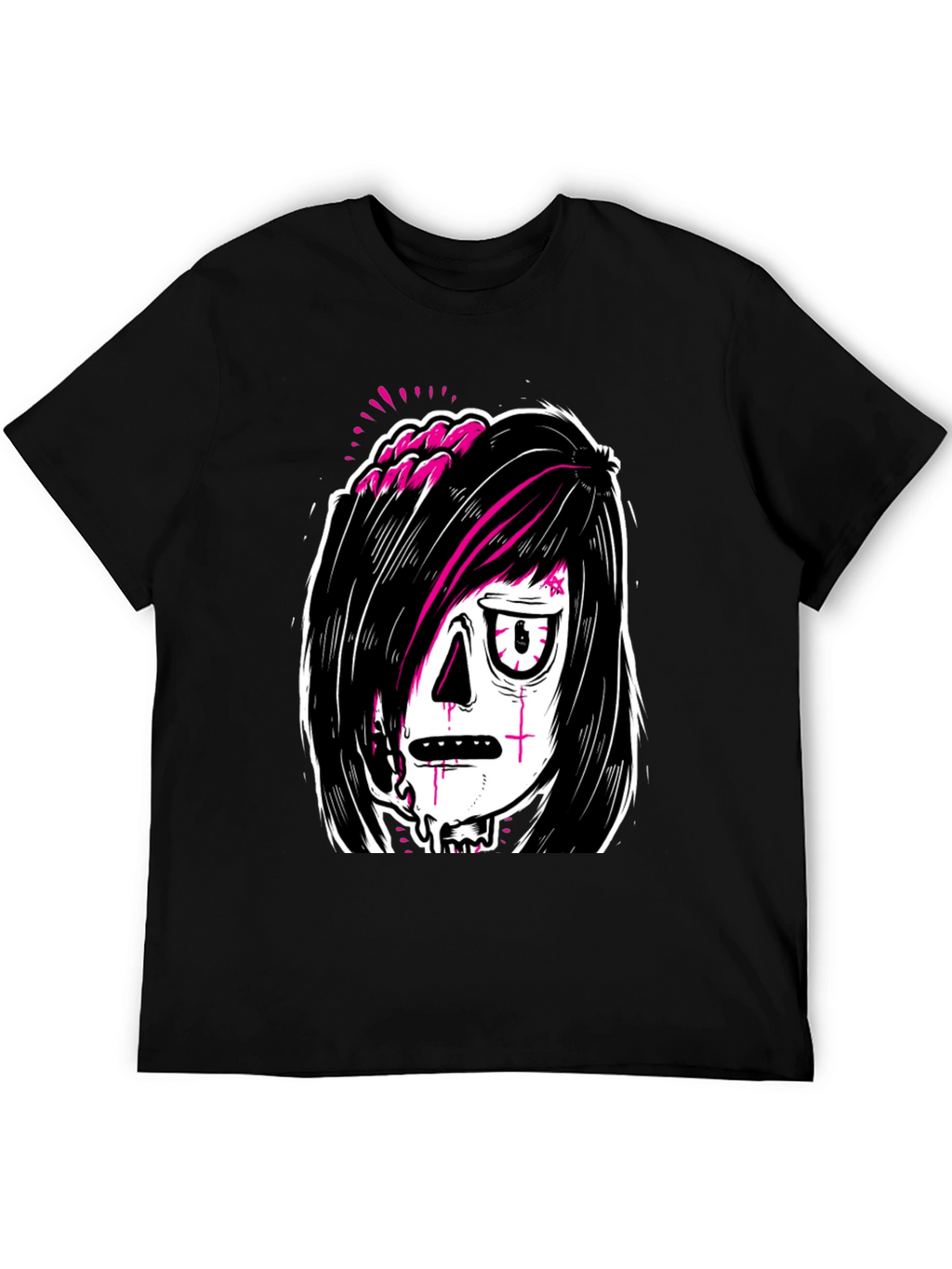 Emo Zombie Graphic Black T-Shirt
