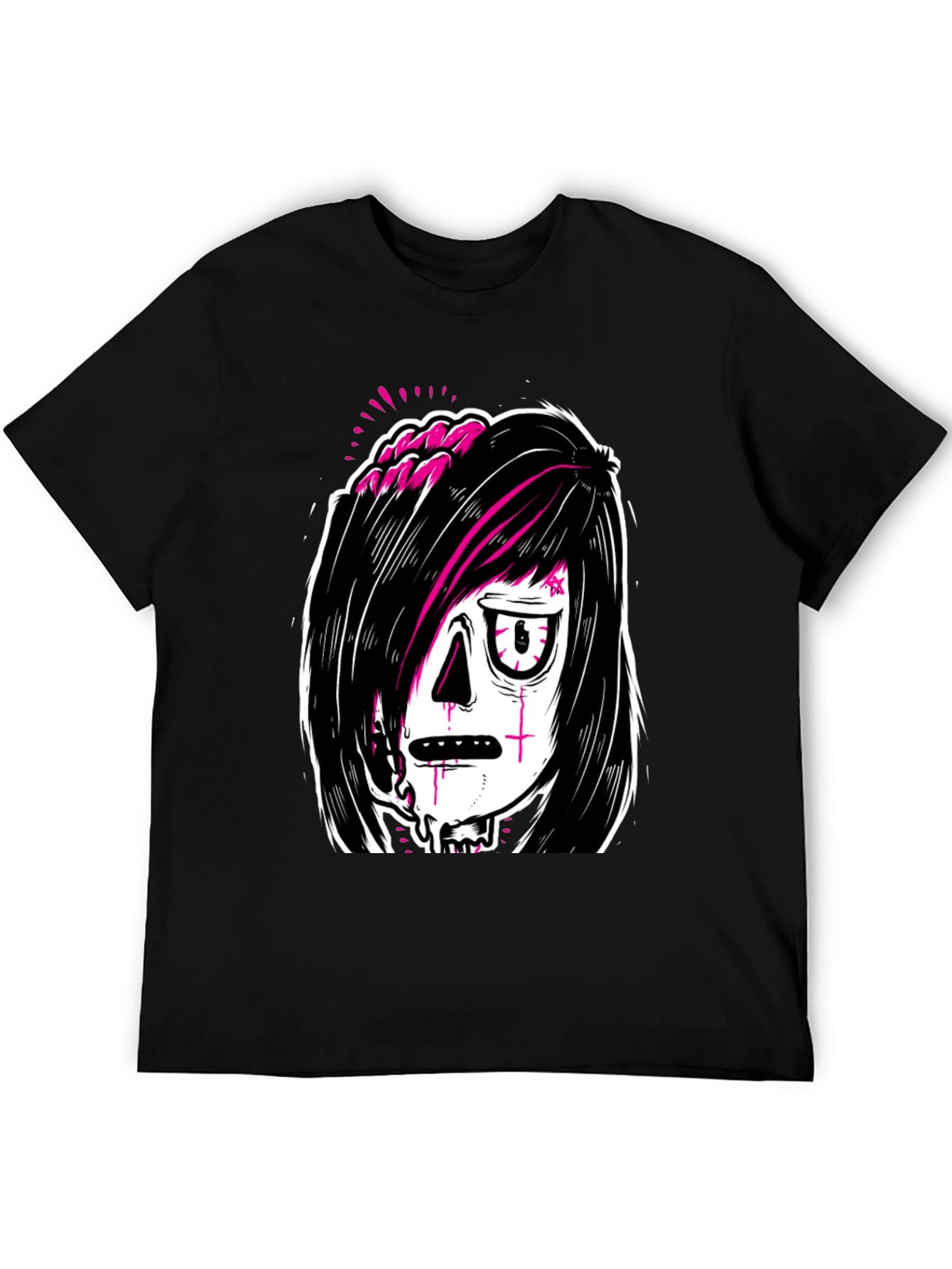 Emo Zombie Graphic Black T-Shirt