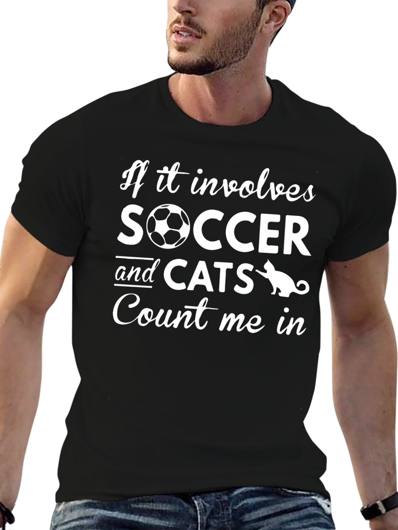 Soccer and Cats Graphic T-Shirt