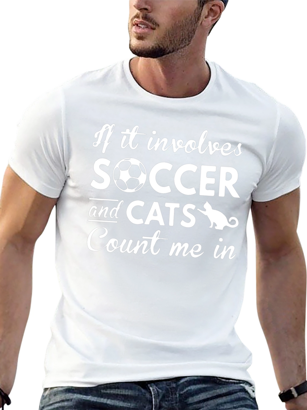 Soccer and Cats Graphic T-Shirt
