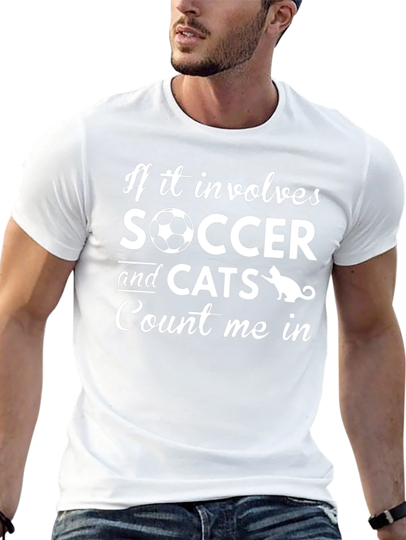 Soccer and Cats Graphic T-Shirt