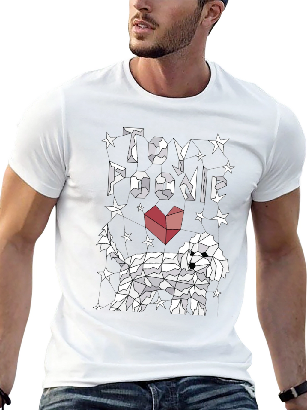 Toy Poodle Graphic Tee - Stylish Geometric Dog Design