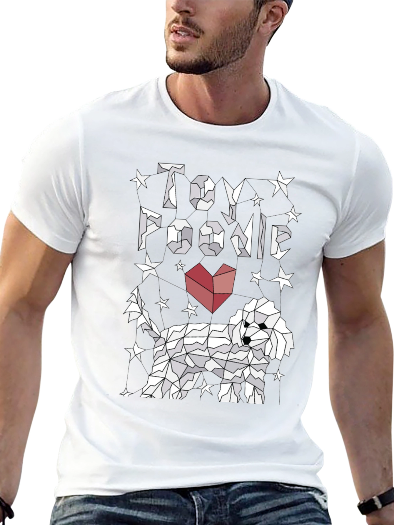 Toy Poodle Graphic Tee - Stylish Geometric Dog Design