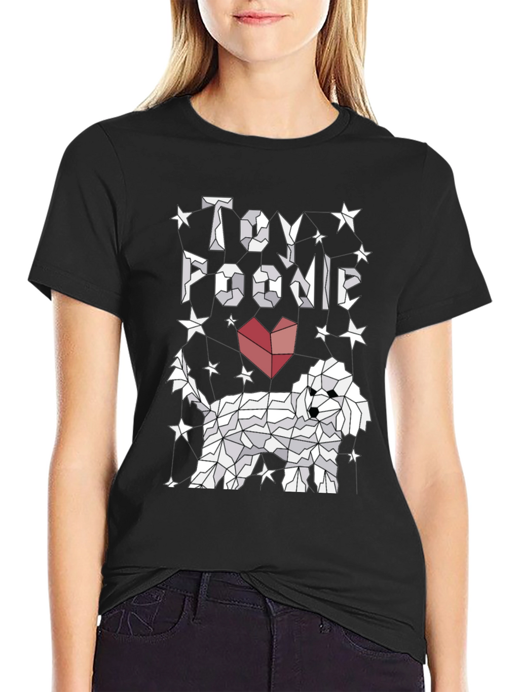 Toy Poodle Graphic Tee - Stylish Geometric Dog Design