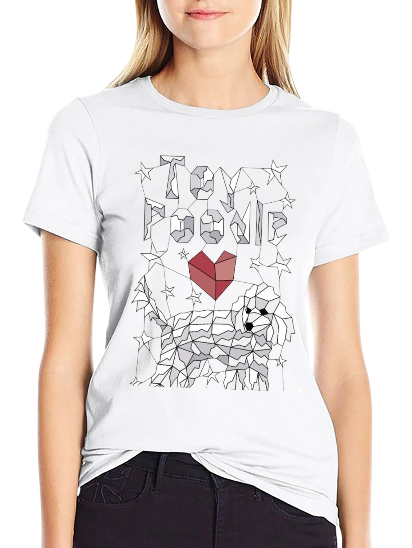Toy Poodle Graphic Tee - Stylish Geometric Dog Design