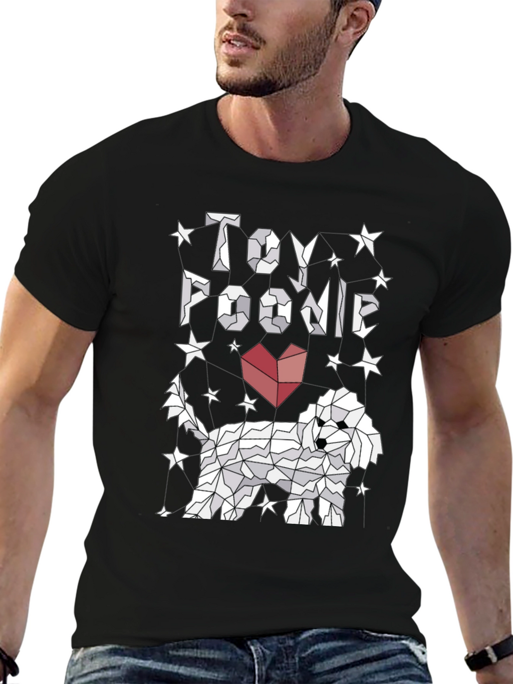 Toy Poodle Graphic Tee - Stylish Geometric Dog Design