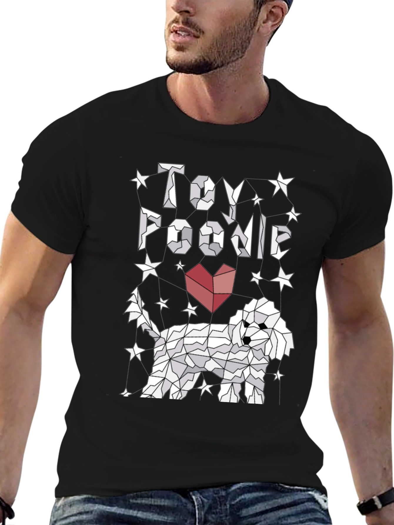 Toy Poodle Graphic Tee - Stylish Geometric Dog Design