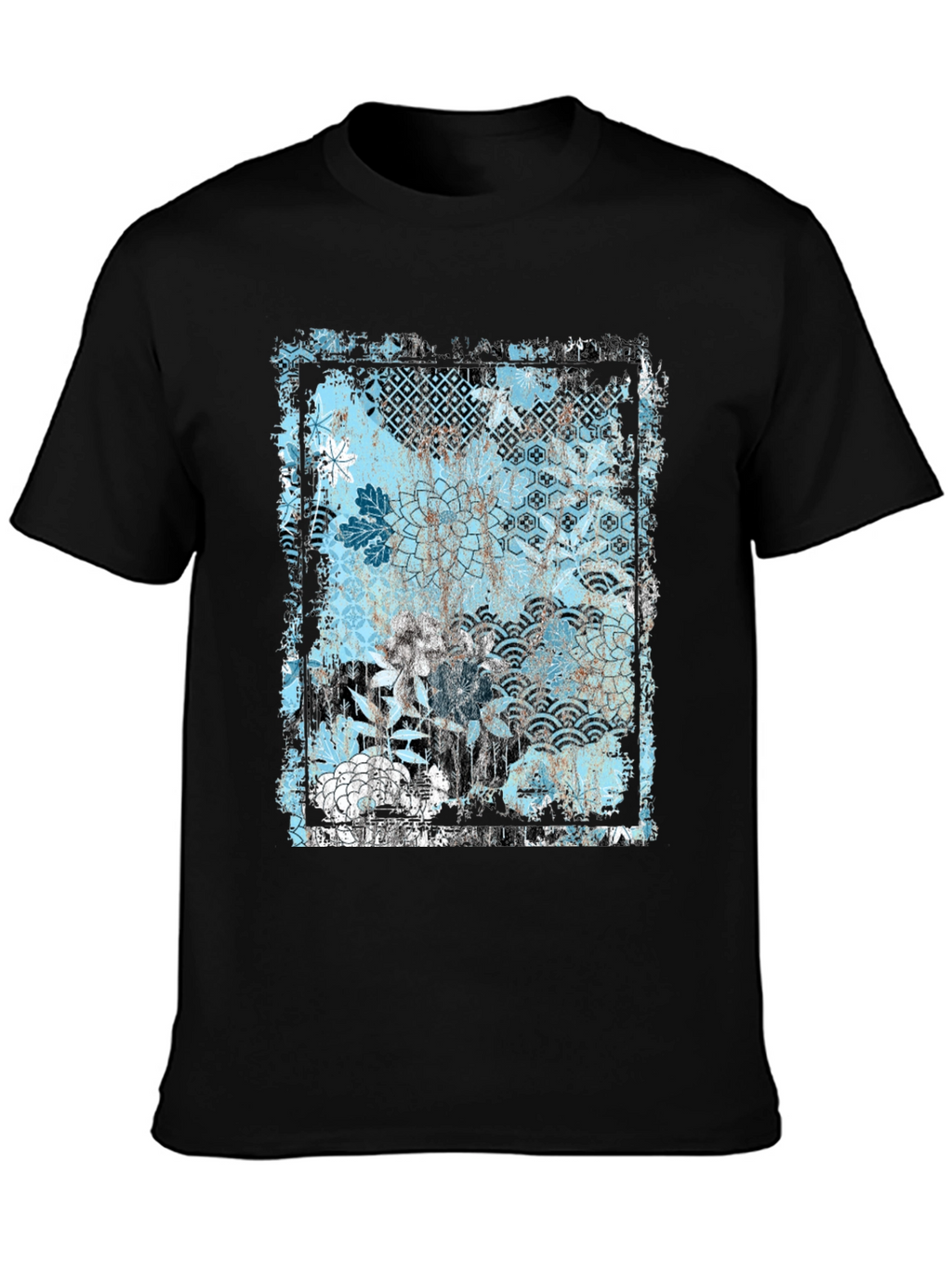 Trendy Floral Graphic Print Black T-Shirt