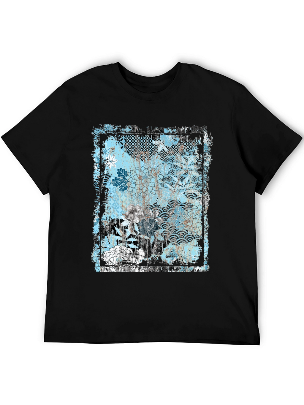 Trendy Floral Graphic Print Black T-Shirt